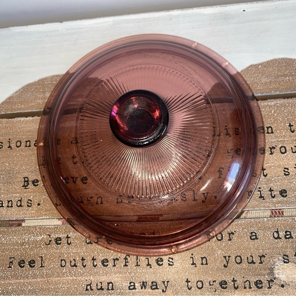 Vision Corning Ware 1L  Cranberry Pot Replacement Lid Pyrex‎ V-1-C